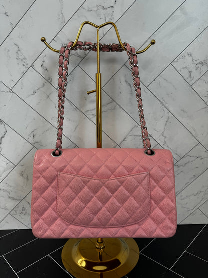 Chanel Double Flap Medium Caviar Rose Sakura Bag