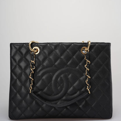 Chanel GST Black Bag in Cavier Leather with  Gold Hardware from 2014