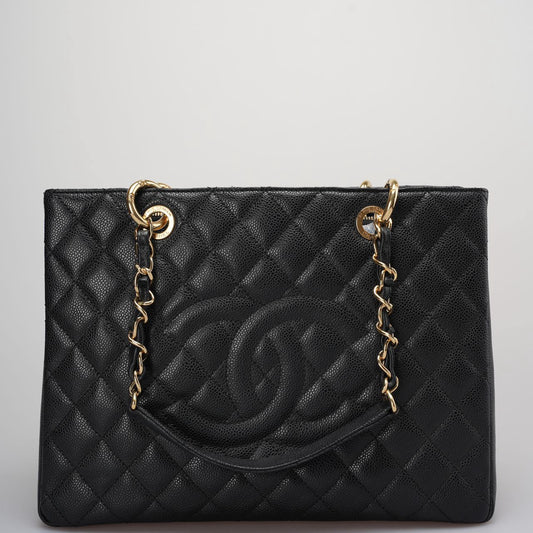 Chanel GST Black Bag in Cavier Leather with  Gold Hardware from 2014