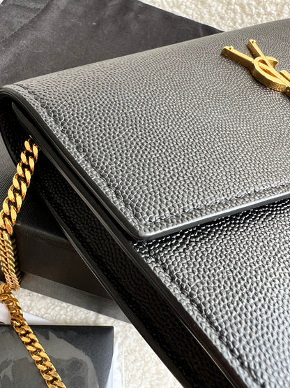 Yves Saint Laurent (YSL) Black Uptown Chain Wallet