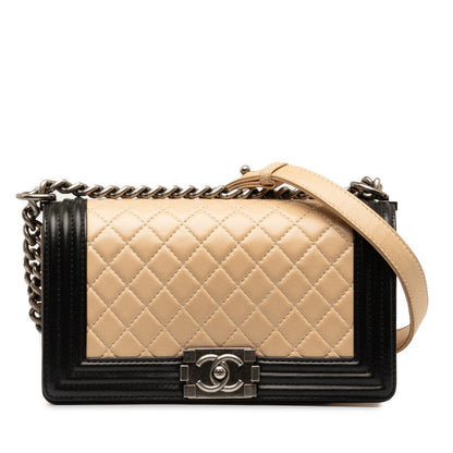 Chanel Leather Le Boy Flap Bag  Leather Shoulder Bag in Good condition
