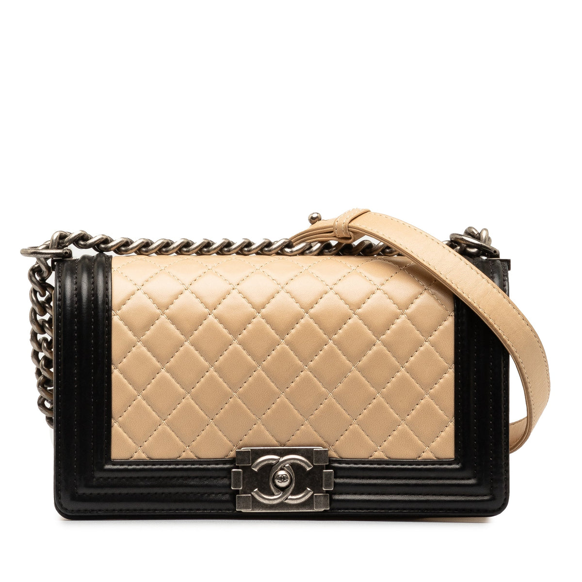 CHANEL Medium Lambskin Boy Bicolor Flap Bag