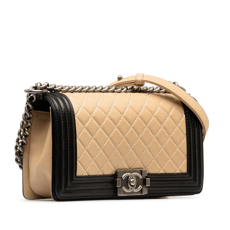 Chanel Leather Le Boy Flap Bag  Leather Shoulder Bag in Good condition
