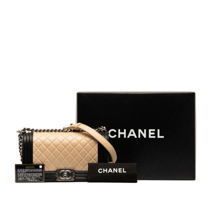 Chanel Leather Le Boy Flap Bag  Leather Shoulder Bag in Good condition