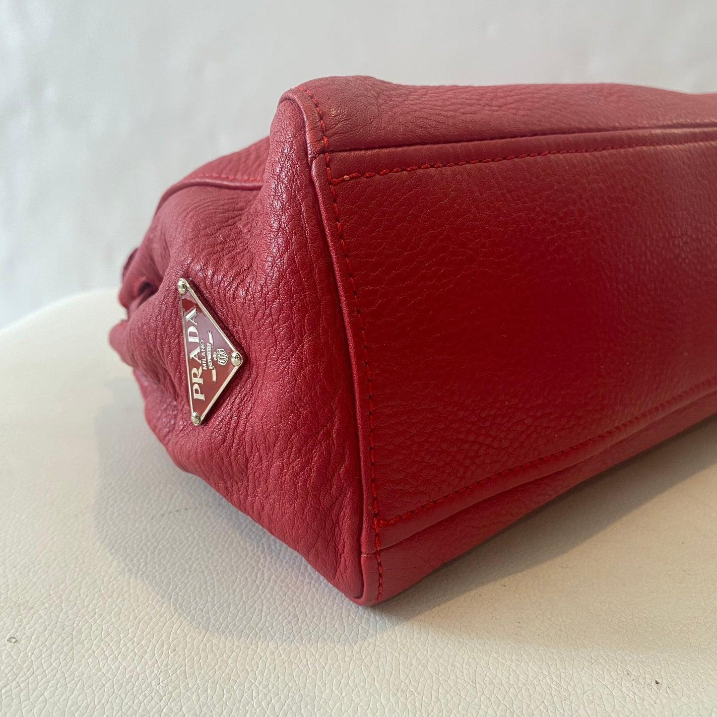 Prada Semitracolla Vitello Daino Rosso Deer Calf Half Strap Bag