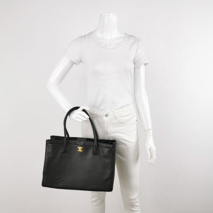 Chanel Cerf Executive Black Caviar Leather Handbag Gold Hardware
