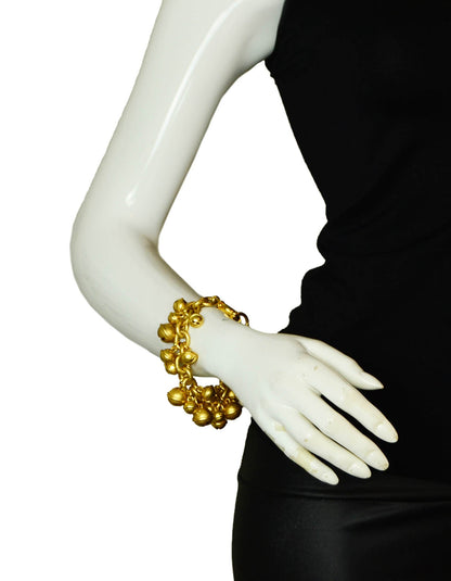 Chanel 1995 Iconic Vintage Gold CC Bell Charm Bracelet