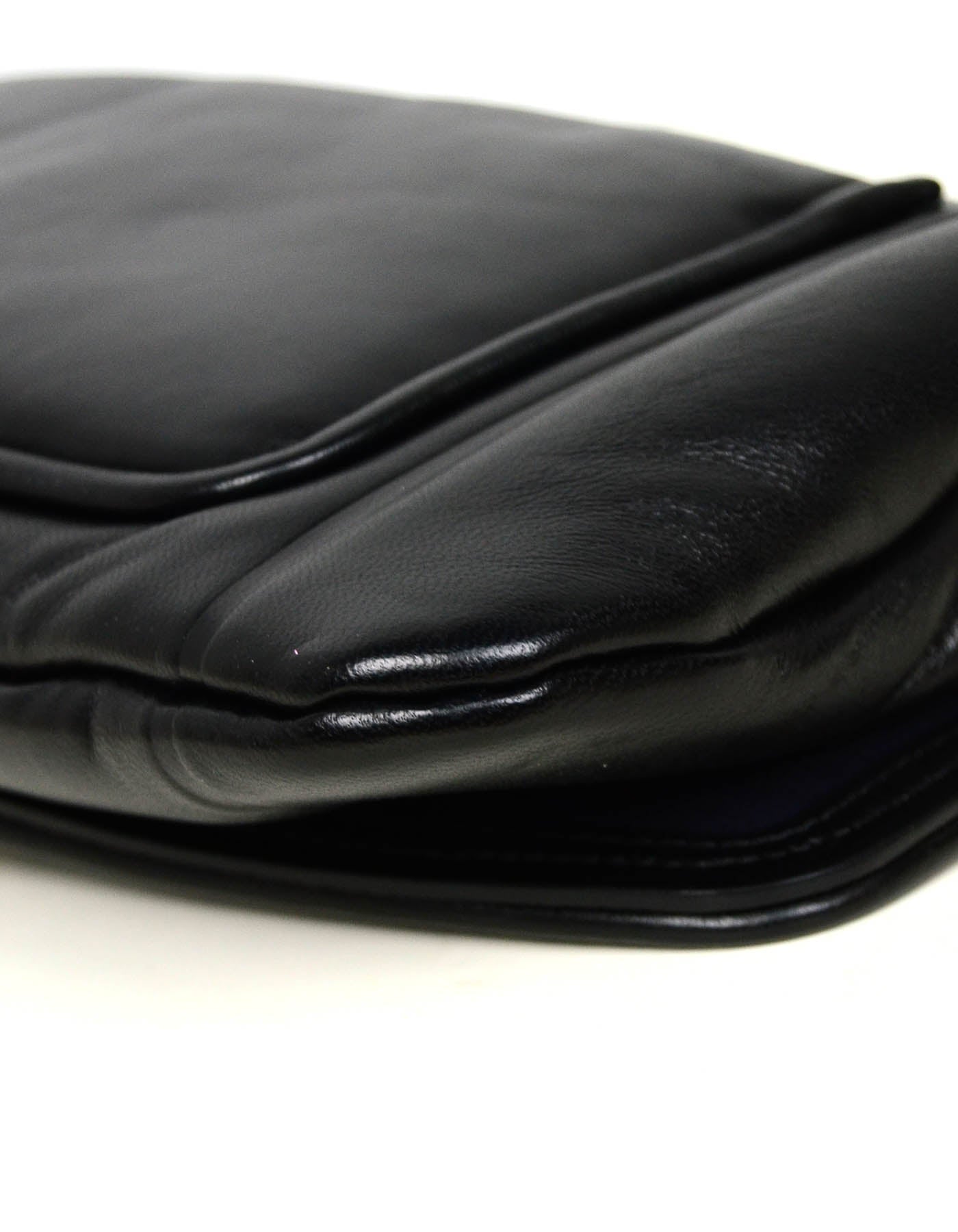 Chanel 2019 NWT Black Shiny Lambskin Vintage Puffy Clutch Bag
