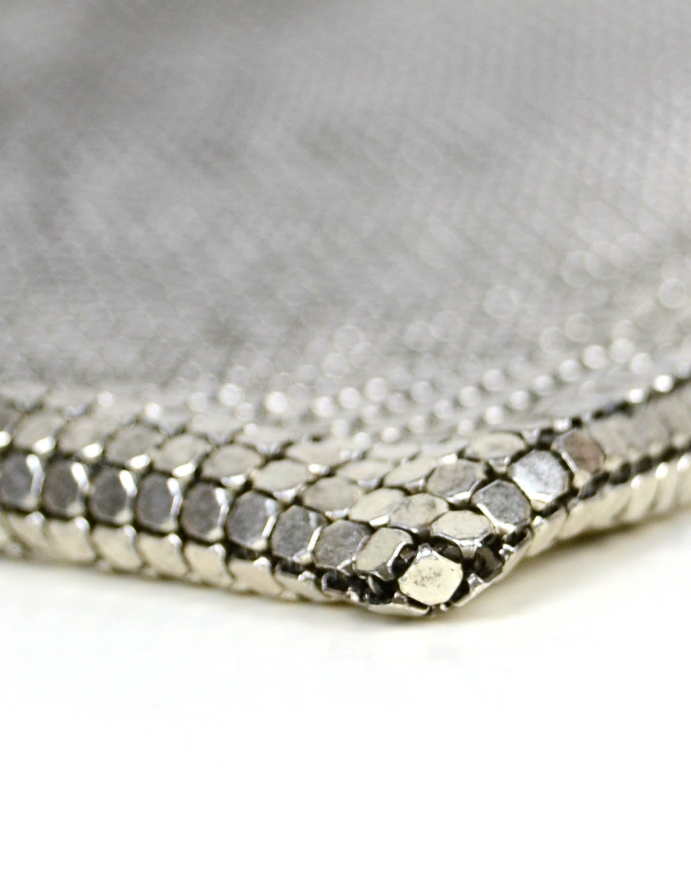 Chanel 1990s Vintage Rare Silvertone Mesh Chain Logo Handbag