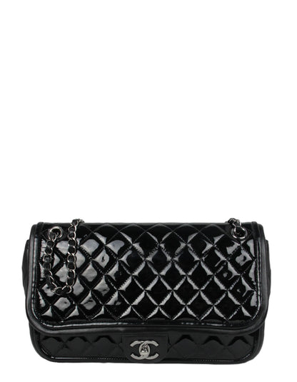 Chanel Black Classic Twist Patent Flap Bag w/ Lambskin Trim