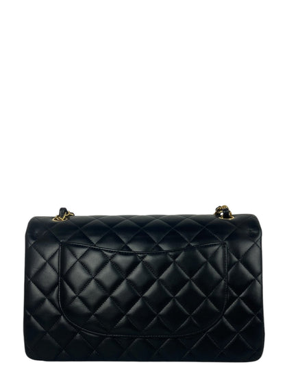 Chanel Black Lambskin Double Flap Jumbo Bag GHW