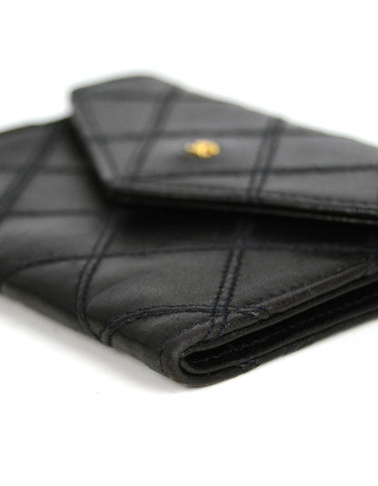 Chanel Black Lambskin Leather Quilted Card Case