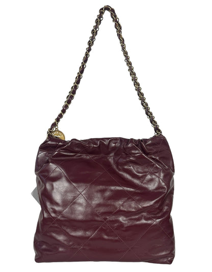 Chanel Burgundy Leather Quilted Chanel 22 Tote Bag