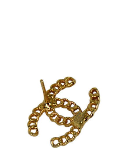 Chanel Metal Pearl CC Chain Link Earrings
