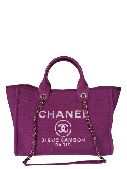 Chanel Mixed Fibers Magenta Small Deauville Tote