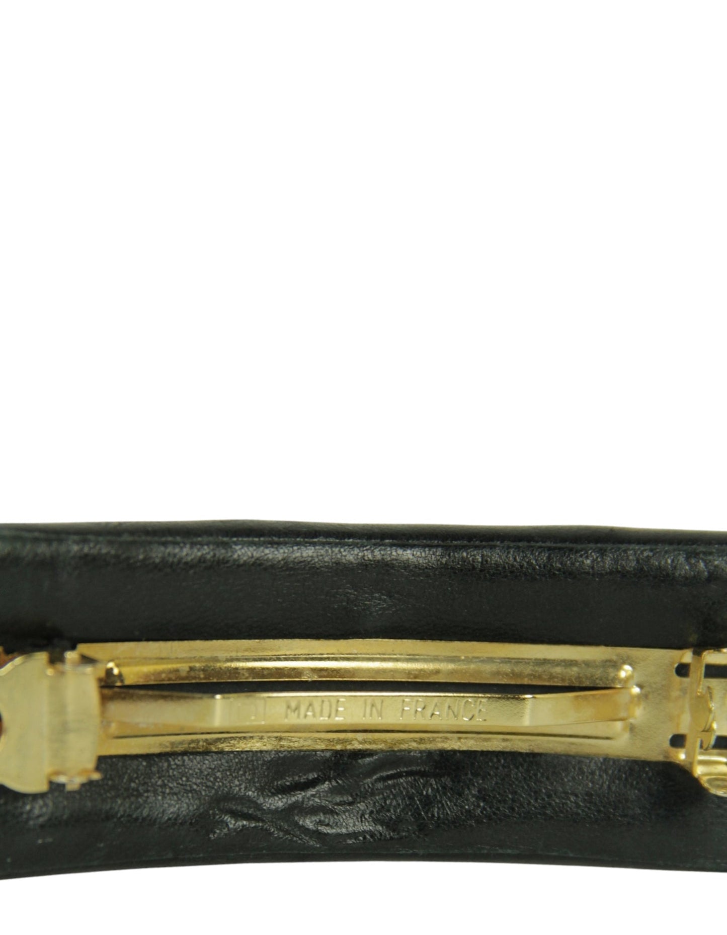 Chanel Vintage Black Lambskin CC Hair Barrette