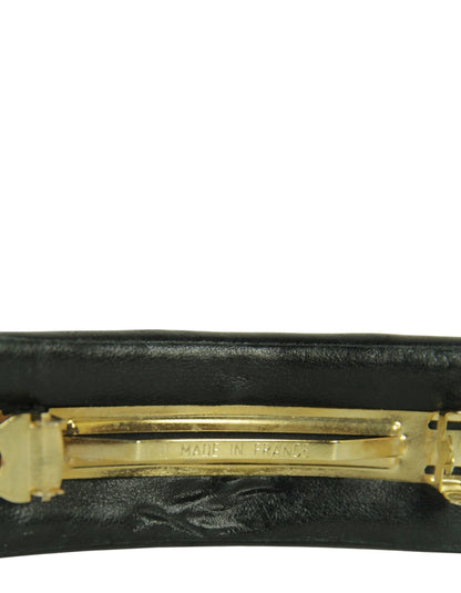 Chanel Vintage Black Lambskin CC Hair Barrette