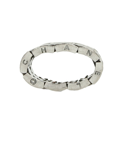 Chanel 18k White Gold Coco Crush Matelasse Thick Band Ring 52/6