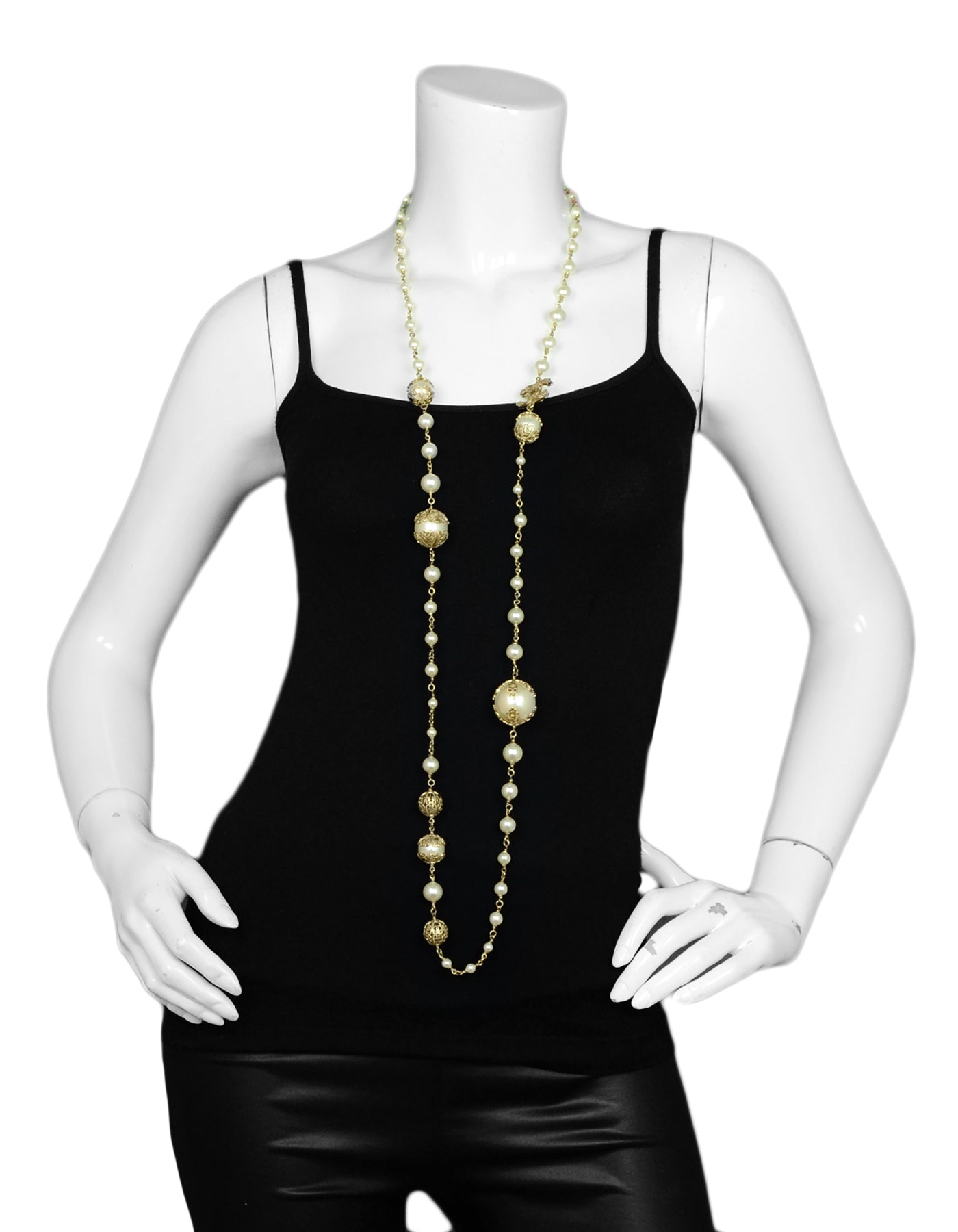 Chanel Pearl CC Necklace with Filigree Detailing
