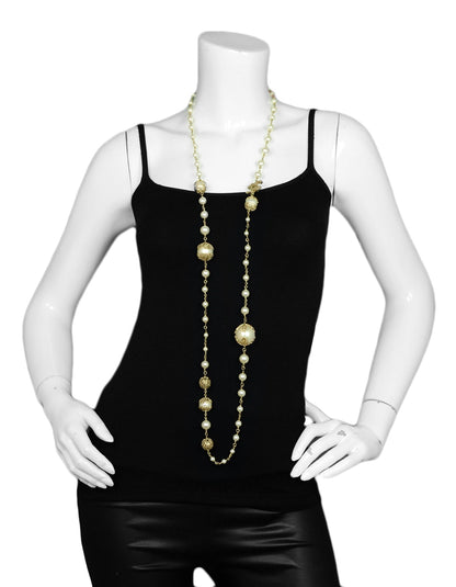 Chanel Pearl CC Necklace with Filigree Detailing