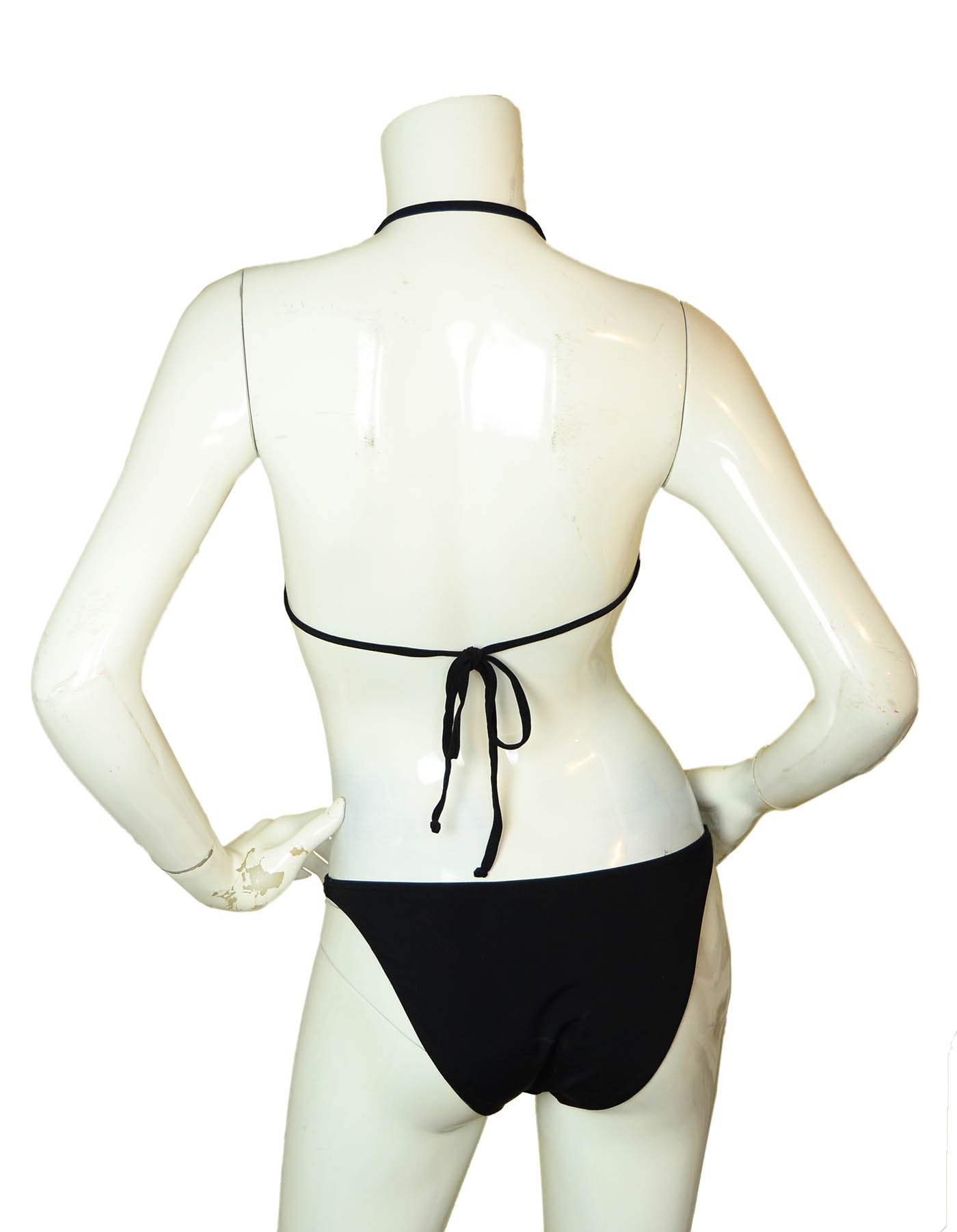 Chanel RARE RUNWAY 1990s Iconic Black/White CC String Bikini Bathing Suit