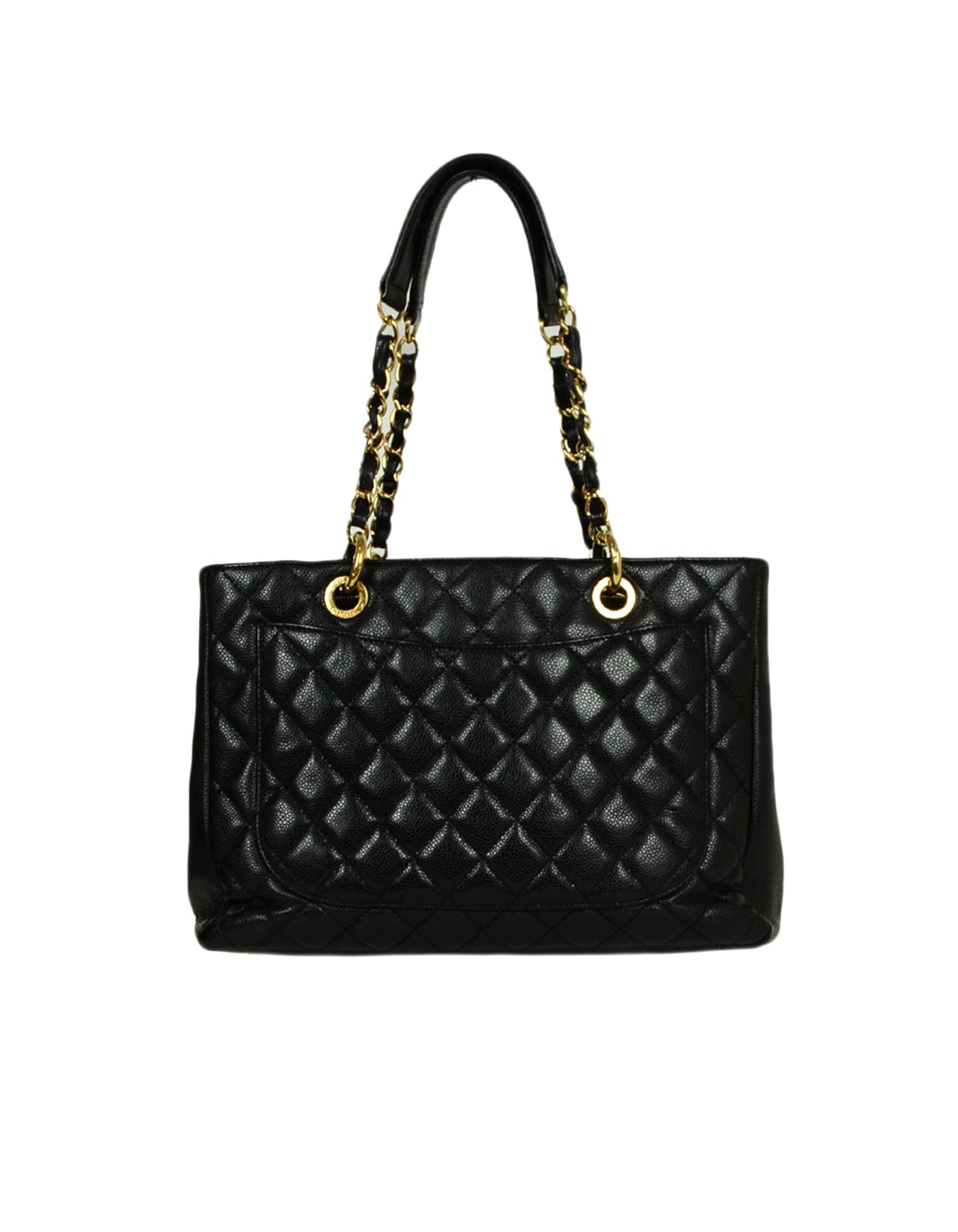 Chanel 2010-2011 Black Caviar Leather Quilted Grand Shopper Tote Discontinued Bag