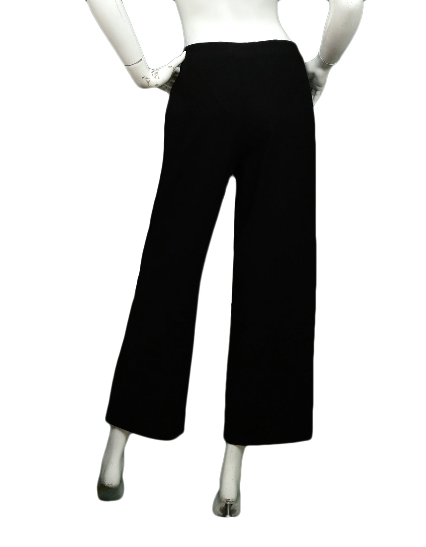 Chanel Vintage Black Wool Sailor Pants w/ 9 CC Buttons sz 34