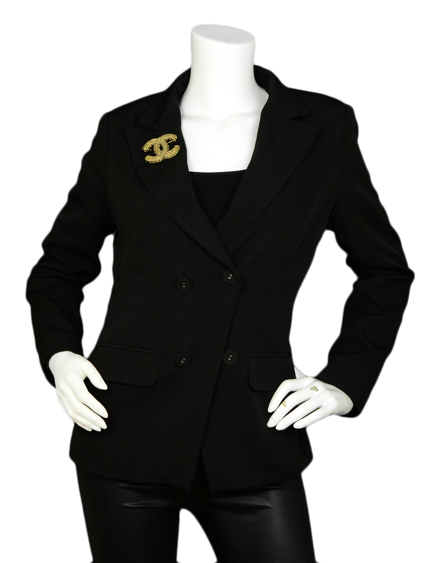 Chanel Goldtone CC Studded Brooch