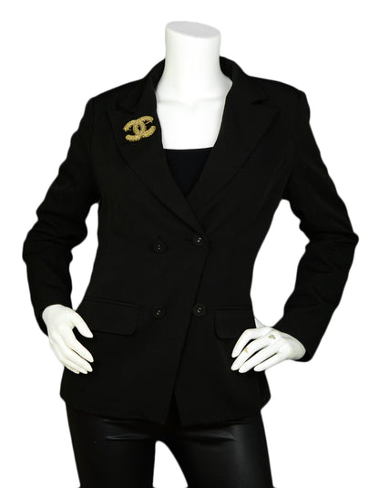 Chanel Goldtone CC Studded Brooch