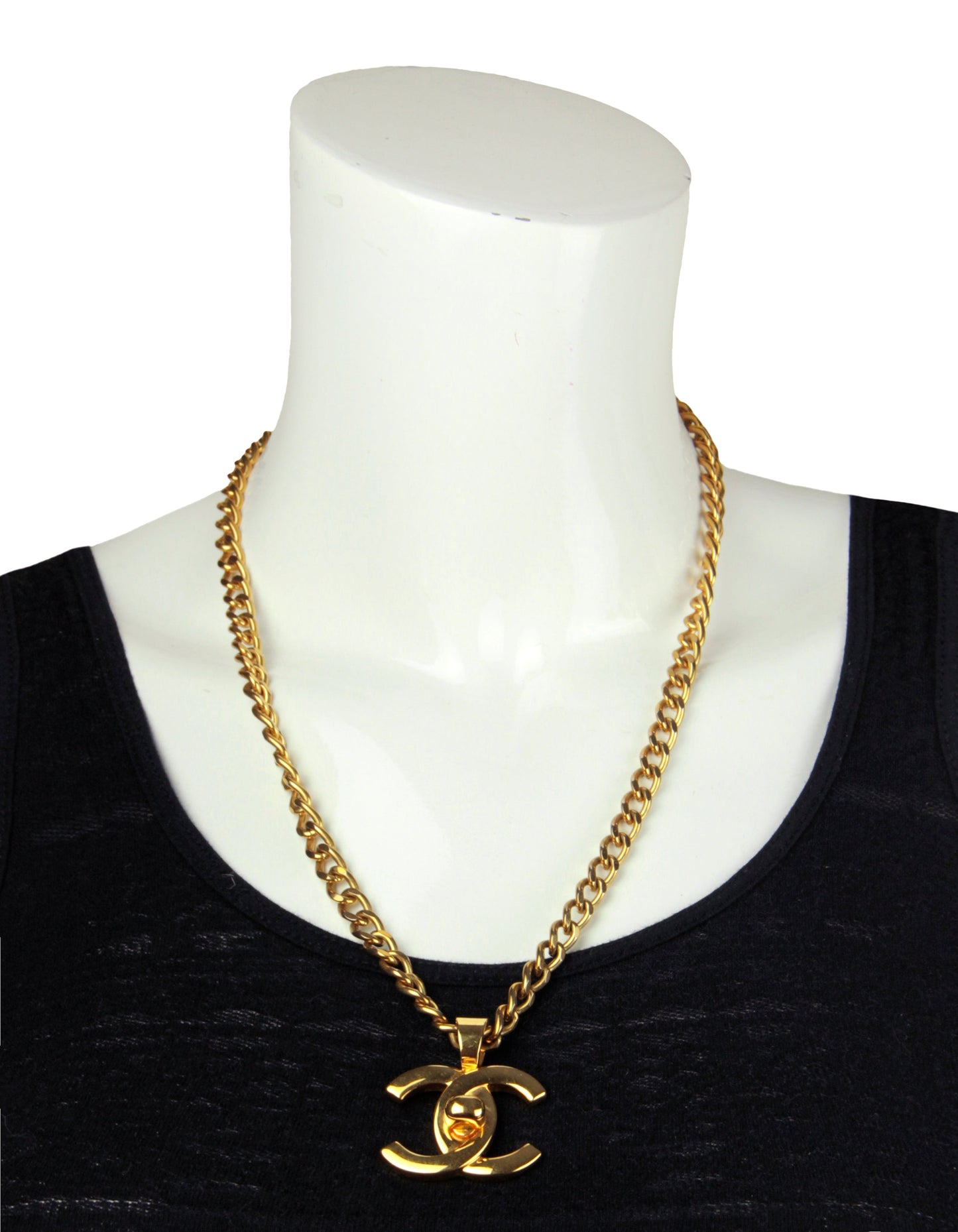 Chanel '90s Vintage Goldtone CC Twistlock 22" Necklace