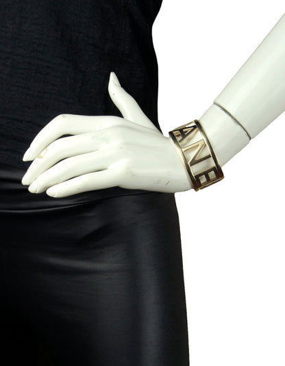 Chanel Pale Goldtone Cutout Cuff Bracelet