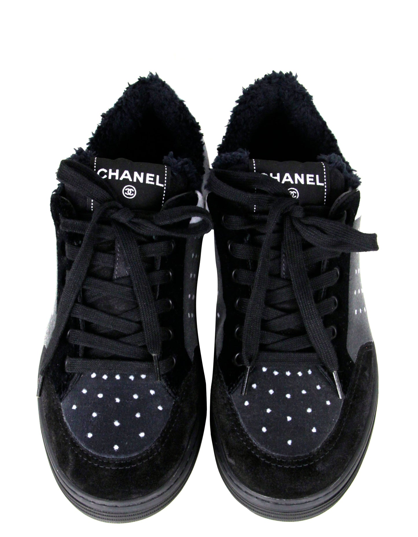 Chanel 2021 Grey/Black Velvet Sneakers sz 38