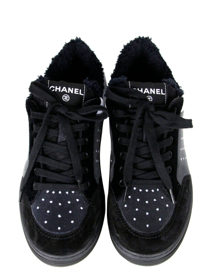 Chanel 2021 Grey/Black Velvet Sneakers sz 38
