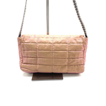 Chanel 2.55 Flap Bag Vintage Cloth Chocolate Bar 1997 Small Iridescent Pink