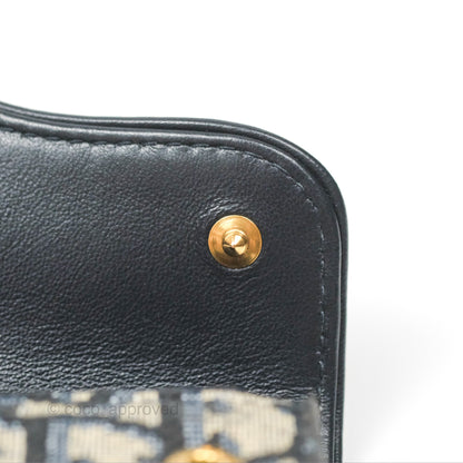 Christian Dior Saddle Small Flap Wallet Blue Dior Oblique Jacquard