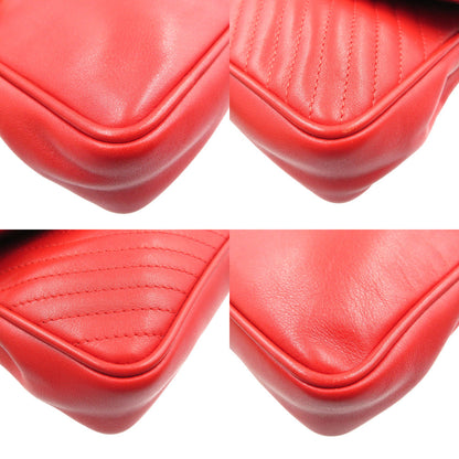 CELINE Shoulder Bag leather Red vintage Women Used