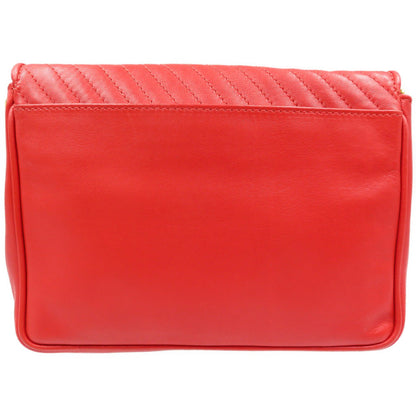CELINE Shoulder Bag leather Red vintage Women Used