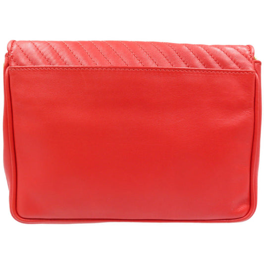 CELINE Shoulder Bag leather Red vintage Women Used