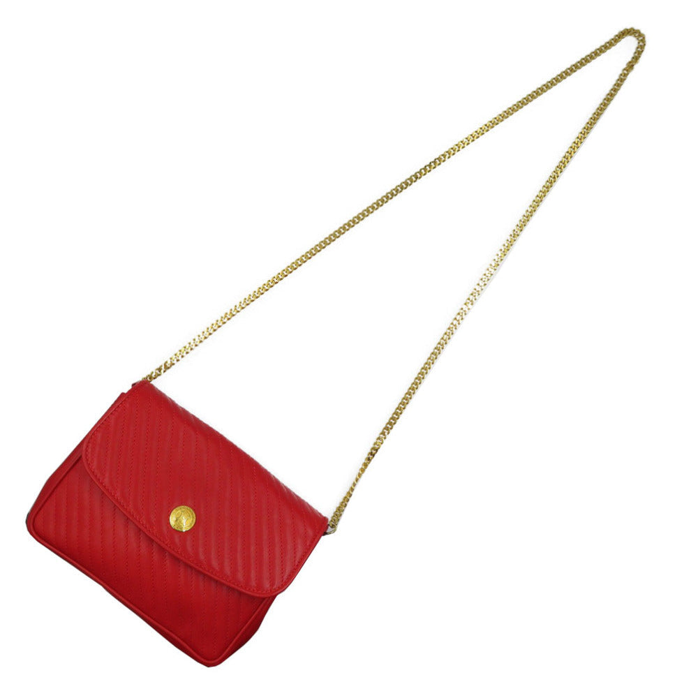 CELINE Shoulder Bag leather Red vintage Women Used