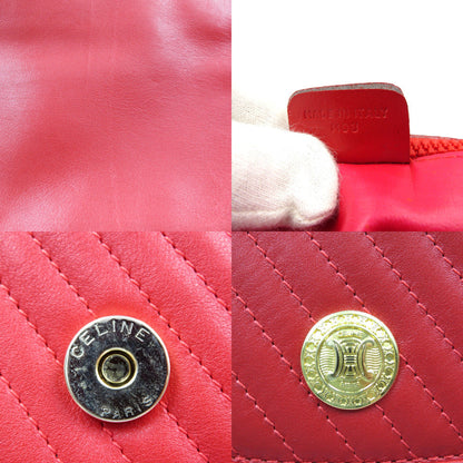 CELINE Shoulder Bag leather Red vintage Women Used