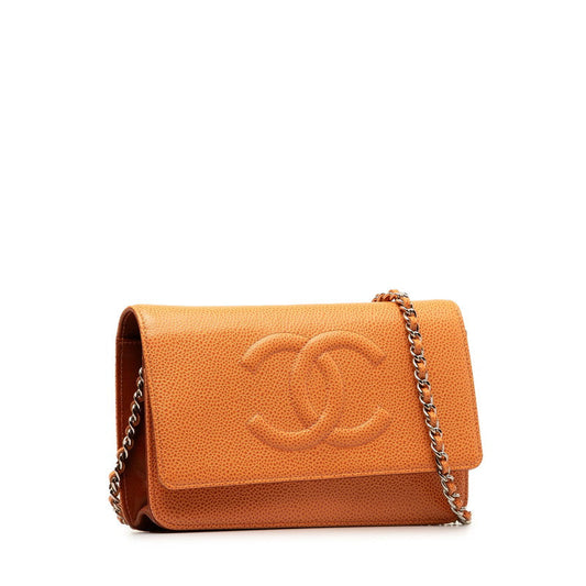 Chanel CC Caviar Wallet on Chain Leather Shoulder Bag in Excellent condition