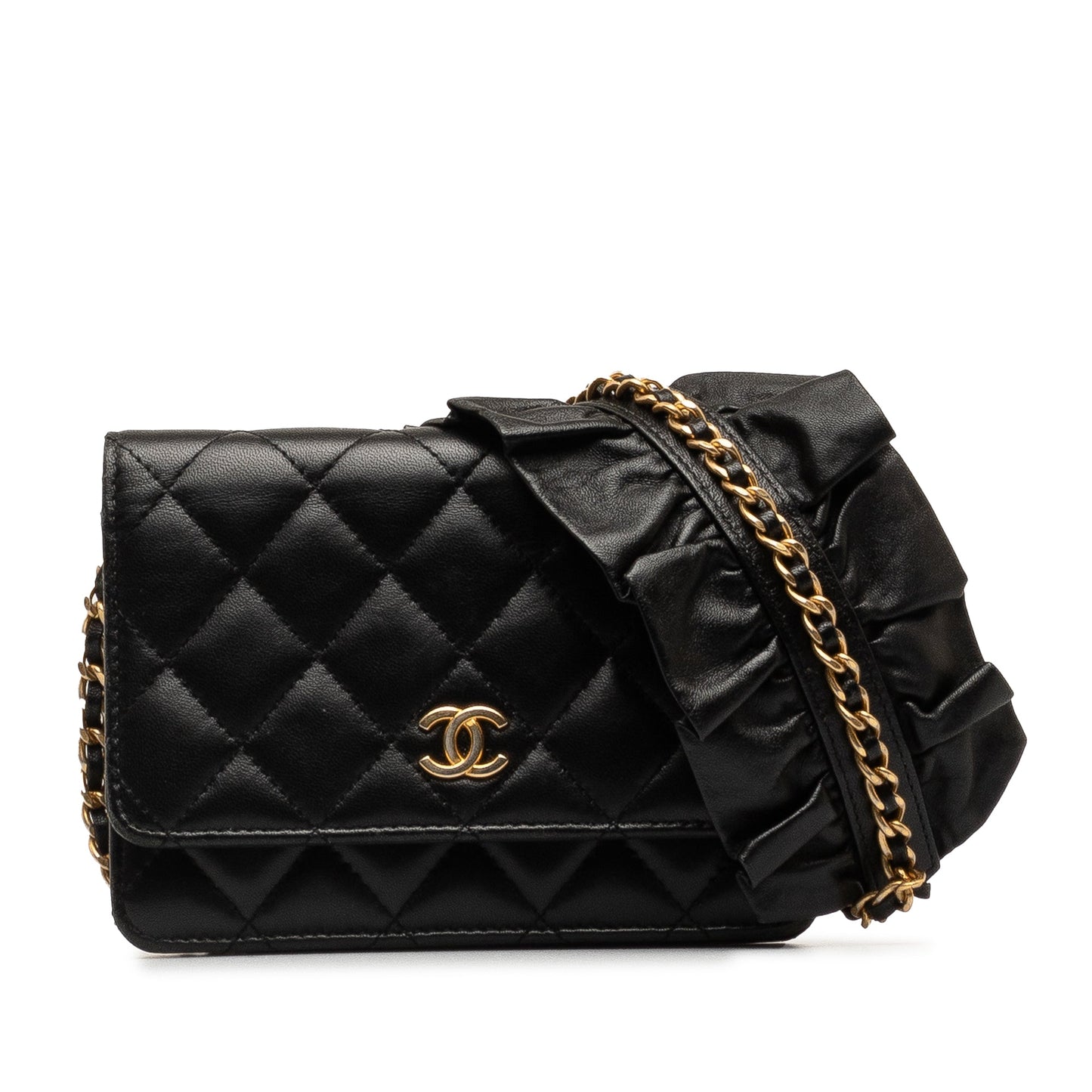 CHANEL Lambskin Romance Wallet On Chain Crossbody Bag