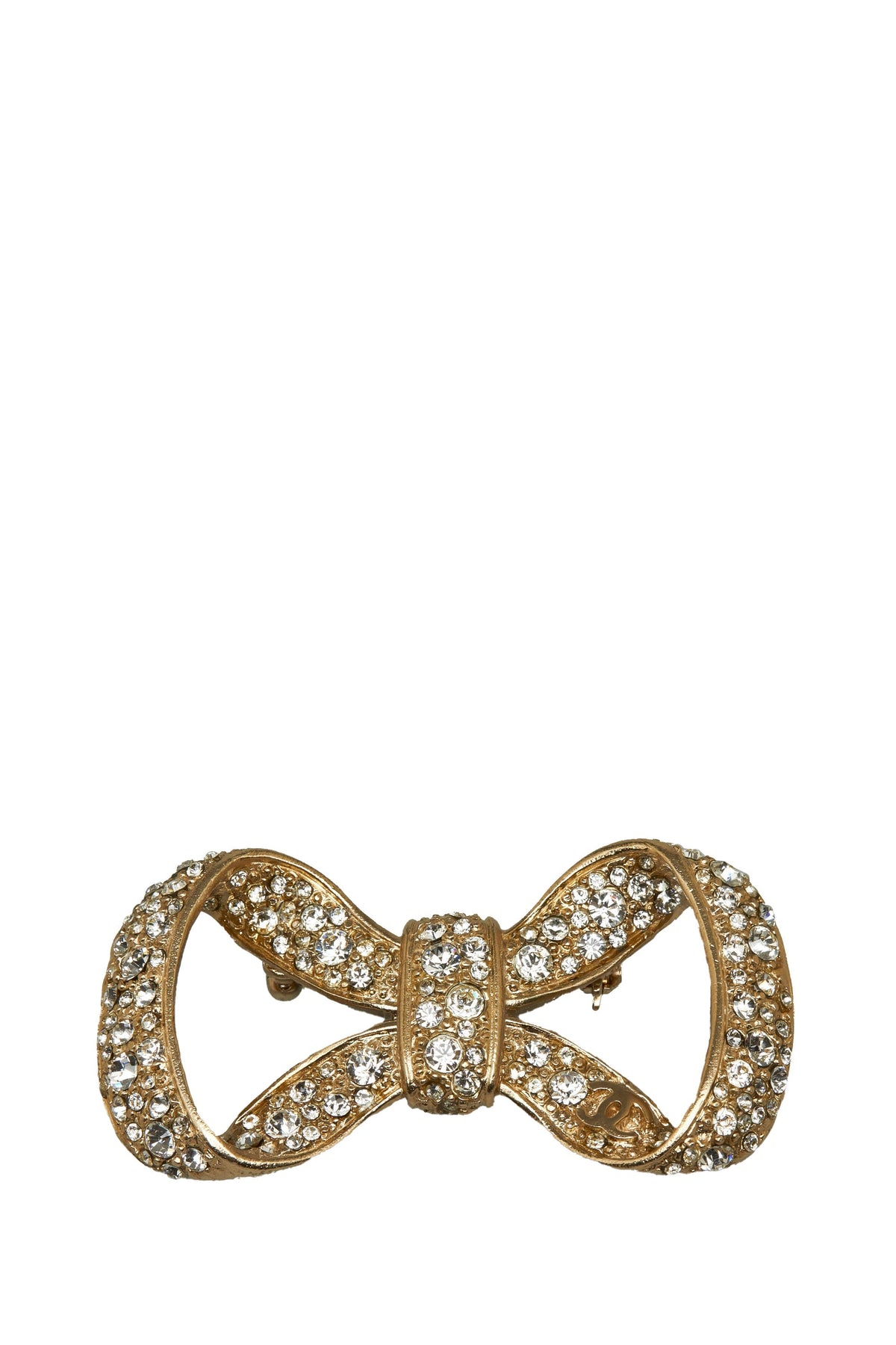 CHANEL Crystal Bow Brooch Costume Brooch