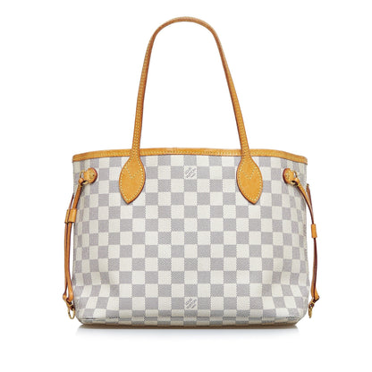 LOUIS VUITTON Damier Azur Neverfull PM White