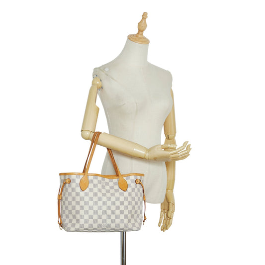 LOUIS VUITTON Damier Azur Neverfull PM White