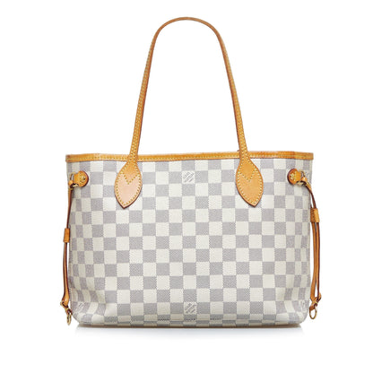 LOUIS VUITTON Damier Azur Neverfull PM White