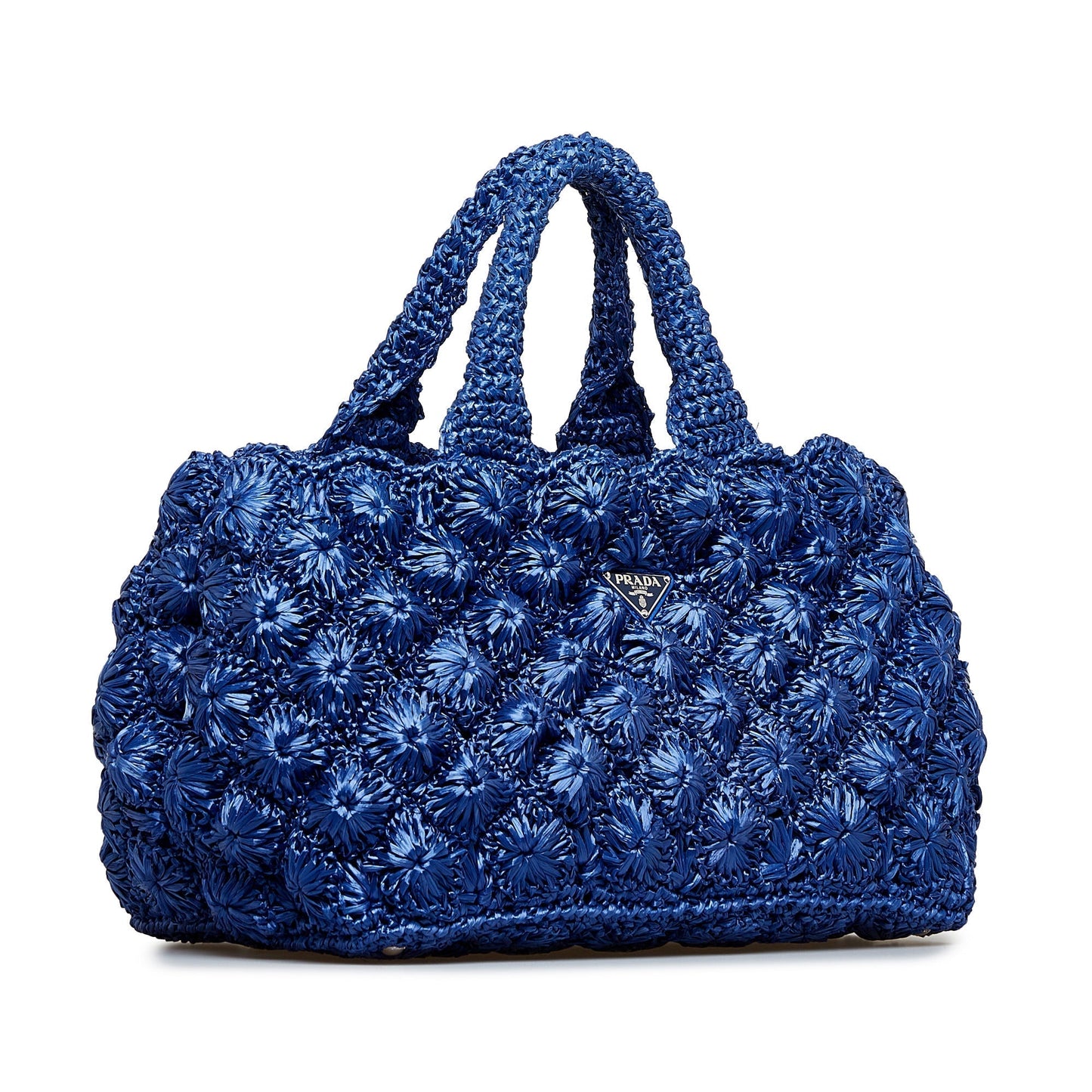 Prada Canapa HandBag Blue Raffia