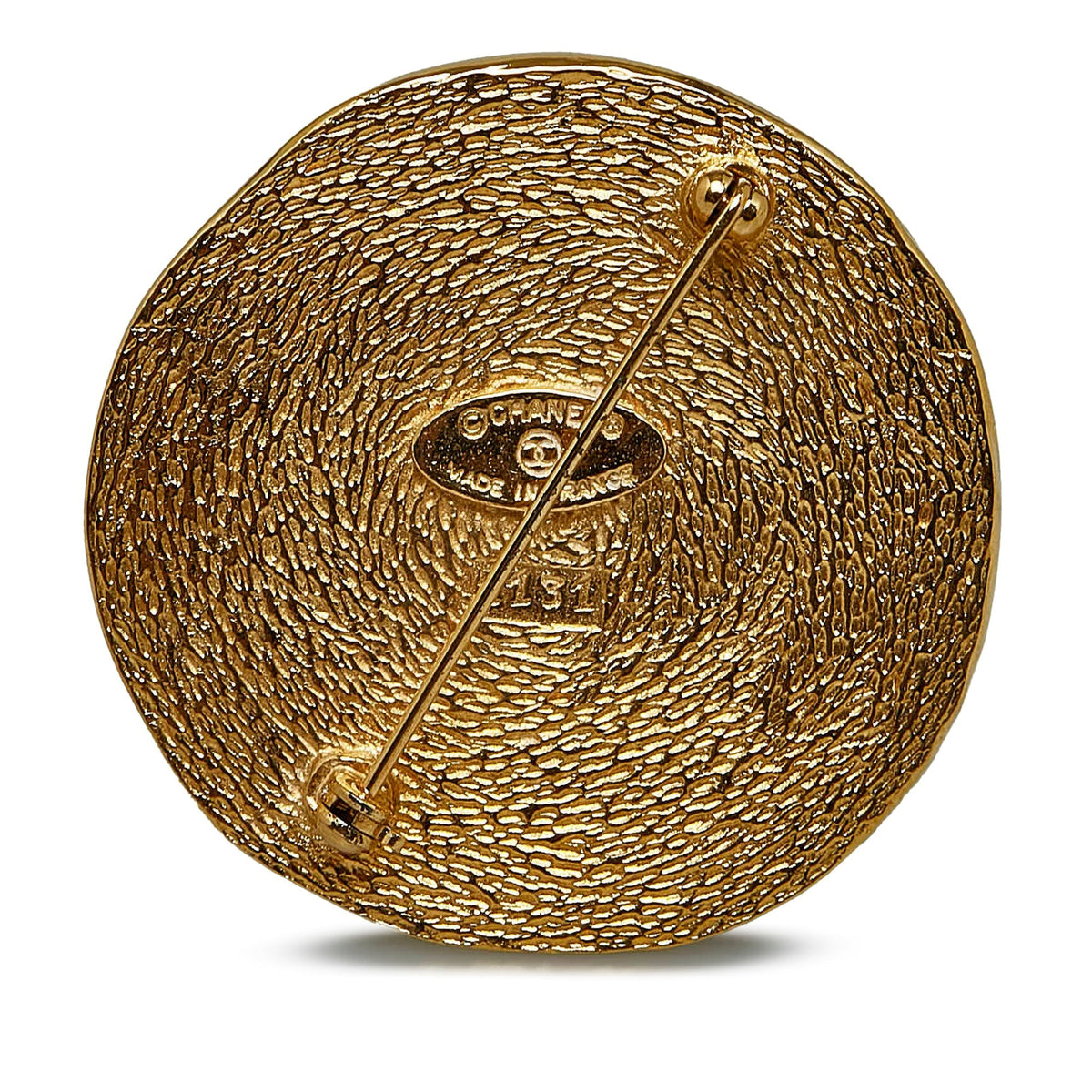 CHANEL 31 Rue Cambon Hammered Medallion Brooch Costume Brooch