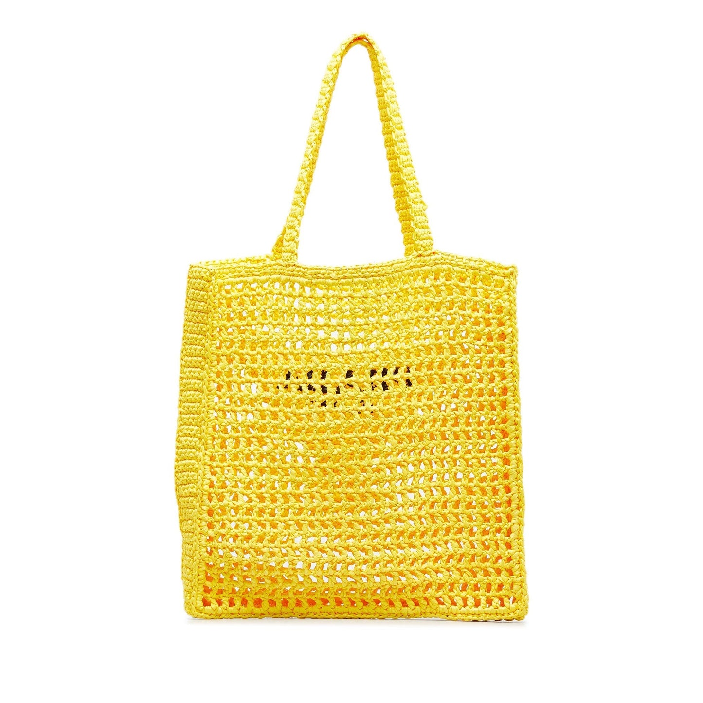 Prada Logo Tote Bag Yellow Raffia