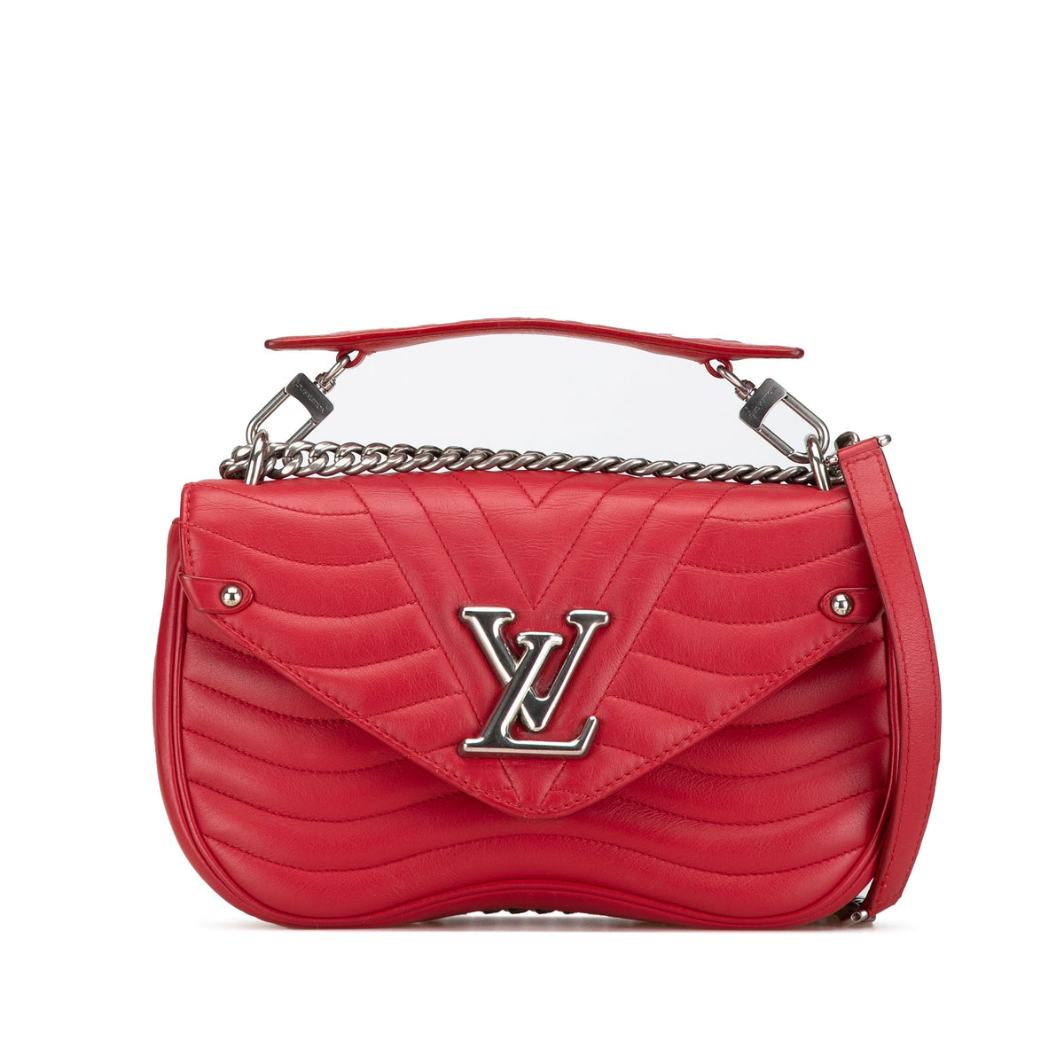 Red Louis Vuitton New Wave Chain Bag MM Satchel